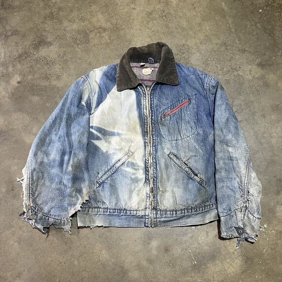 Vintage 50s Blue Bell Blue Denim Faded Zip Up Jacket - Picture 1 of 6